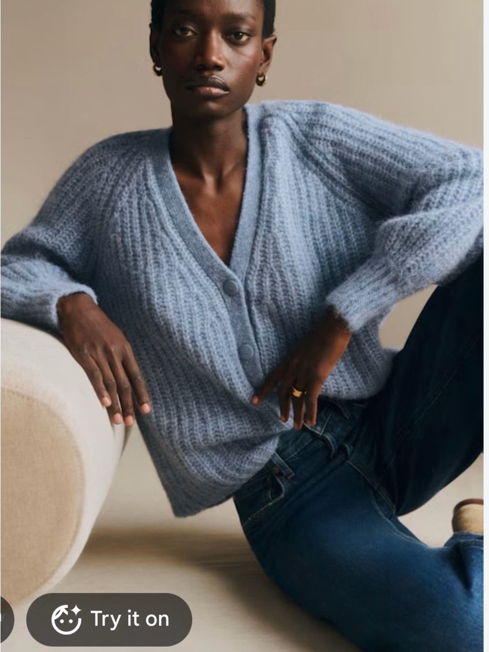 Sezane RED Basile  V-Neck Button Cardigan Sweater